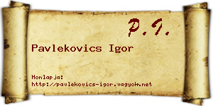 Pavlekovics Igor névjegykártya